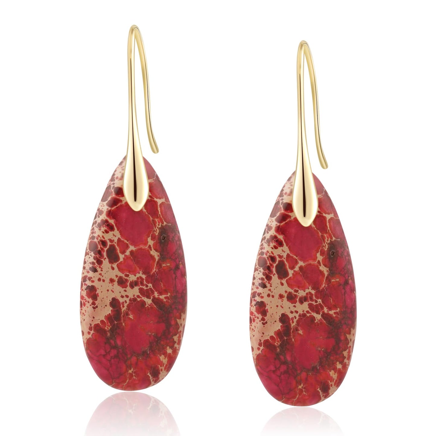 Sriomu Natural Healing Stone Fishhoop Dangle Drop Earrings Statement Gold silver earrings