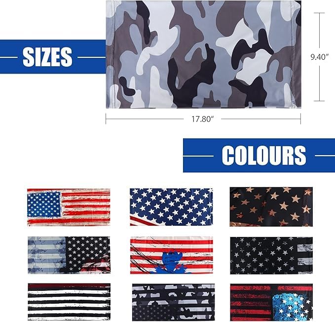 Sun Protection Face Mask Neck Gaiter - 9 Pack Breathable UV Protection Scarf for Men & Women, Hiking, Cycling, Fishing