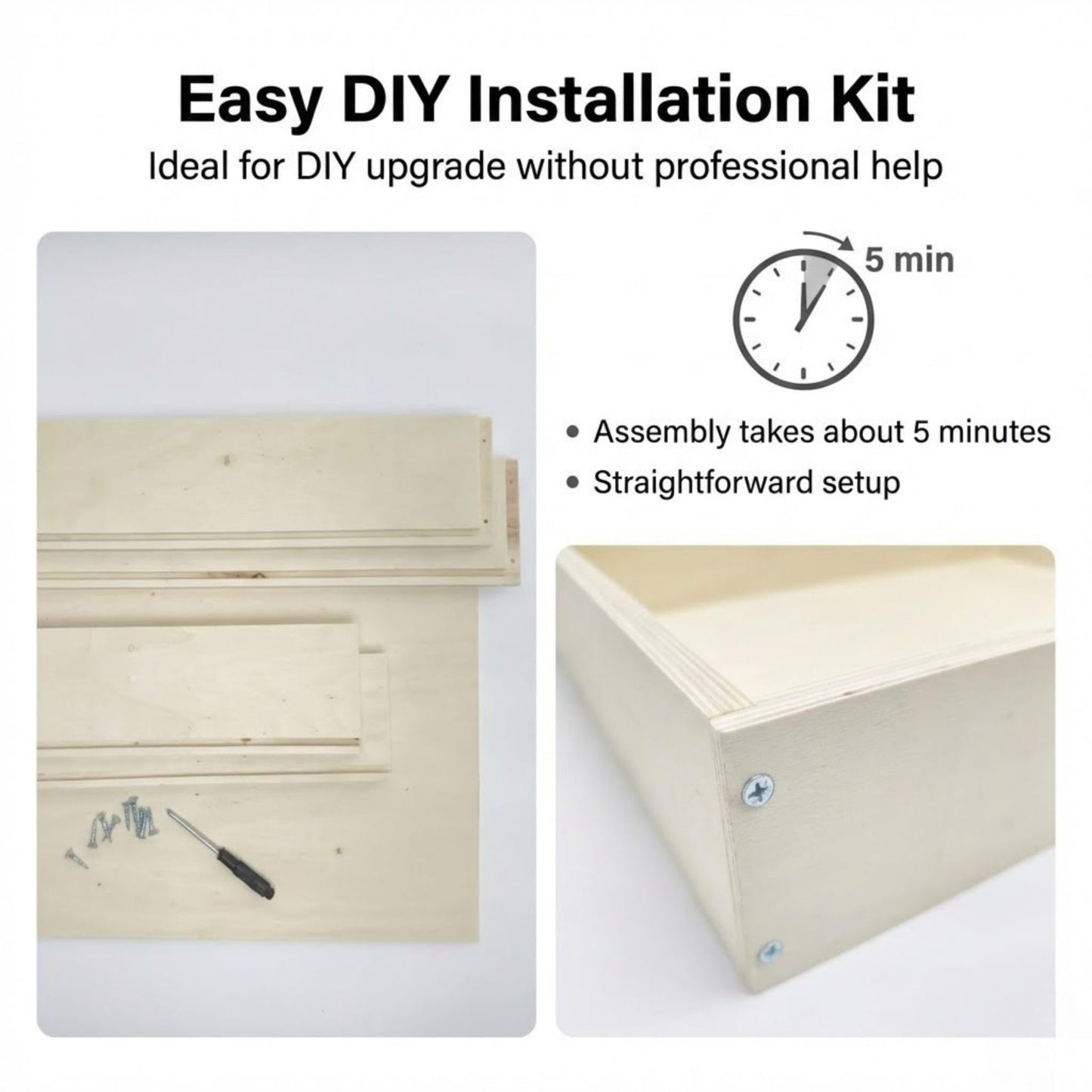 14" W x 19" D x 3.5" H Replacement Kitchen Drawer Box – DIY Kit for Cabinet Drawer Replacement, Pull Out Cabinet Drawers, Wooden Rollout Shelves & Sliding Drawers for Kitchen Cabinets 19–21" Deep
