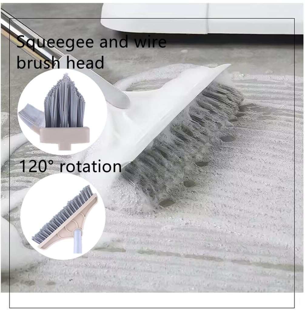 5-in-1 Foldable Cleaning Kit Broom & Dustpan Set with Interchangeable Lint Roller & Wire Brush, Window Squeegee, Ergonomic Handle, Daily Home Cleaning for Small Flats, Salons & Offices