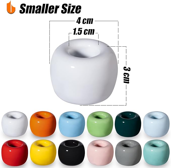 Travel-Friendly Mini Ceramics Toothbrush Holders for Bathroom Decor Vanity Countertops, Space Saver, White, 2 Pack