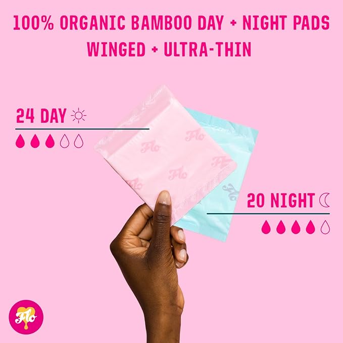 FLO Bamboo Mega Combo Pad Pack (24 Day, 20 Night) - SIOC