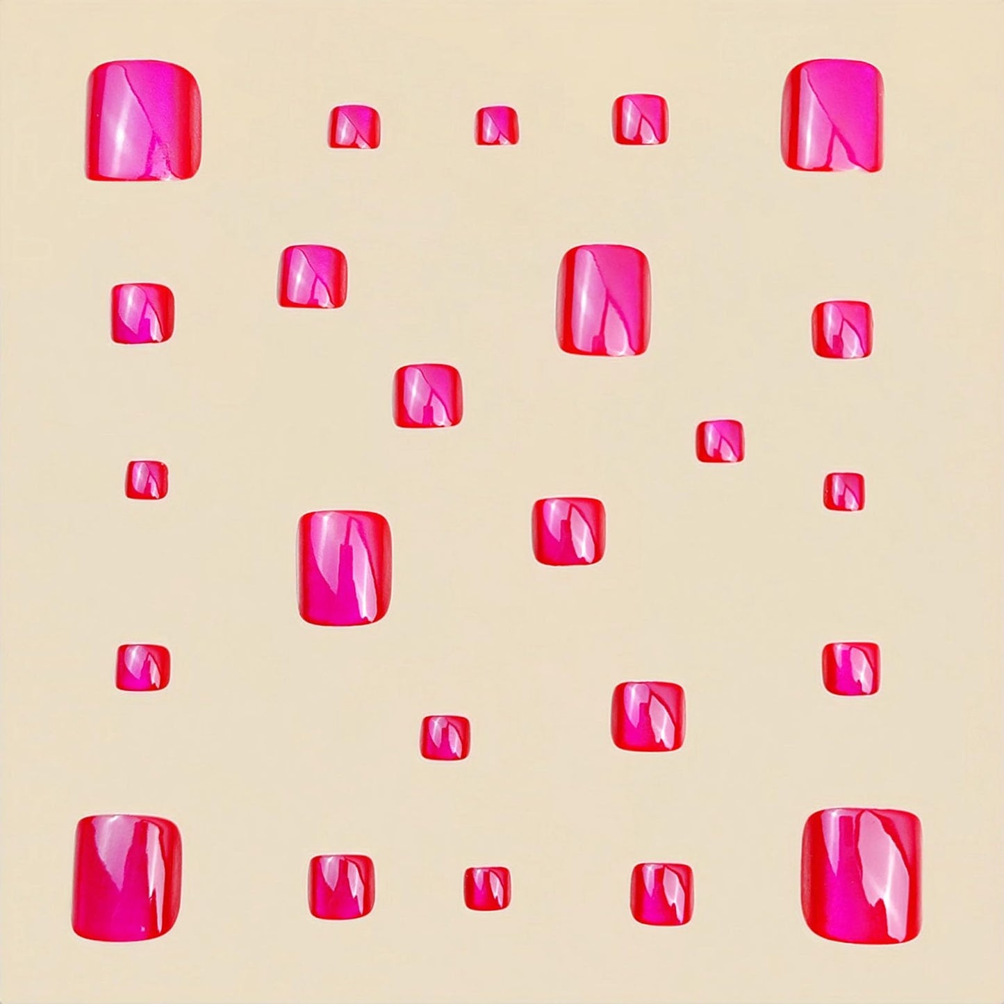 Press on Toenails Red Fake Toe nails with Cat Eyes Design Glossy Short Square Toe nails Press ons Acrylic Stick on Toenails for Women 24Pcs