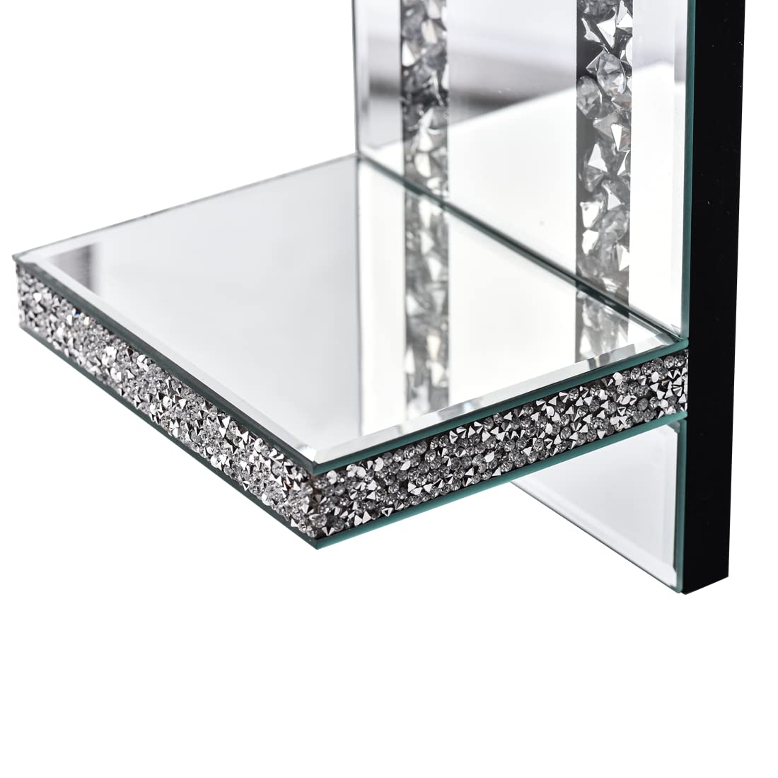 Aeveco Crystal Crush Diamond Mirrored Candle Sconces, Silver Wall Candle Holder Set of 2, Wall Decorations for Living Room，Dining Room (Rectangle Stripe (Style 4))