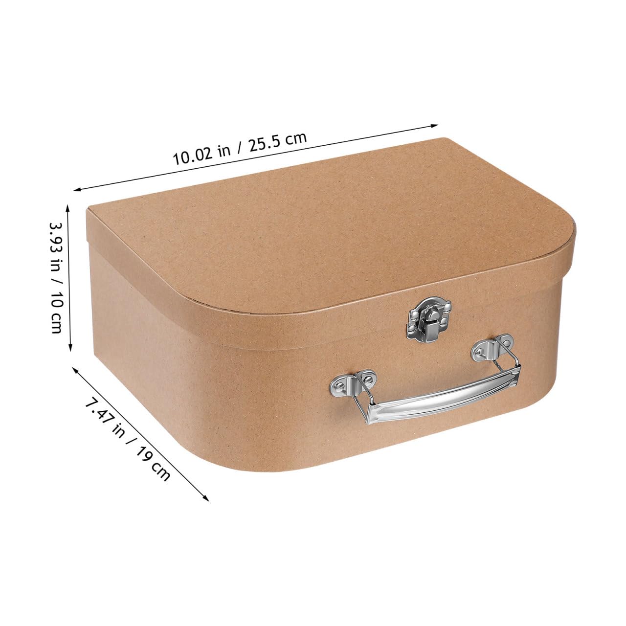TEHAUX 10" Premium Kraft Paper Suitcase Gift Box with Metal Handle & Latch, Rustic Mini Cardboard Trunk for Bridesmaid Proposal, Keepsake Storage and DIY Wedding Party Favors (Light Brown)