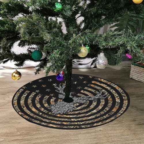 36 Camo Deer US Flag Halloween Christmas Tree Skirt 3 ft