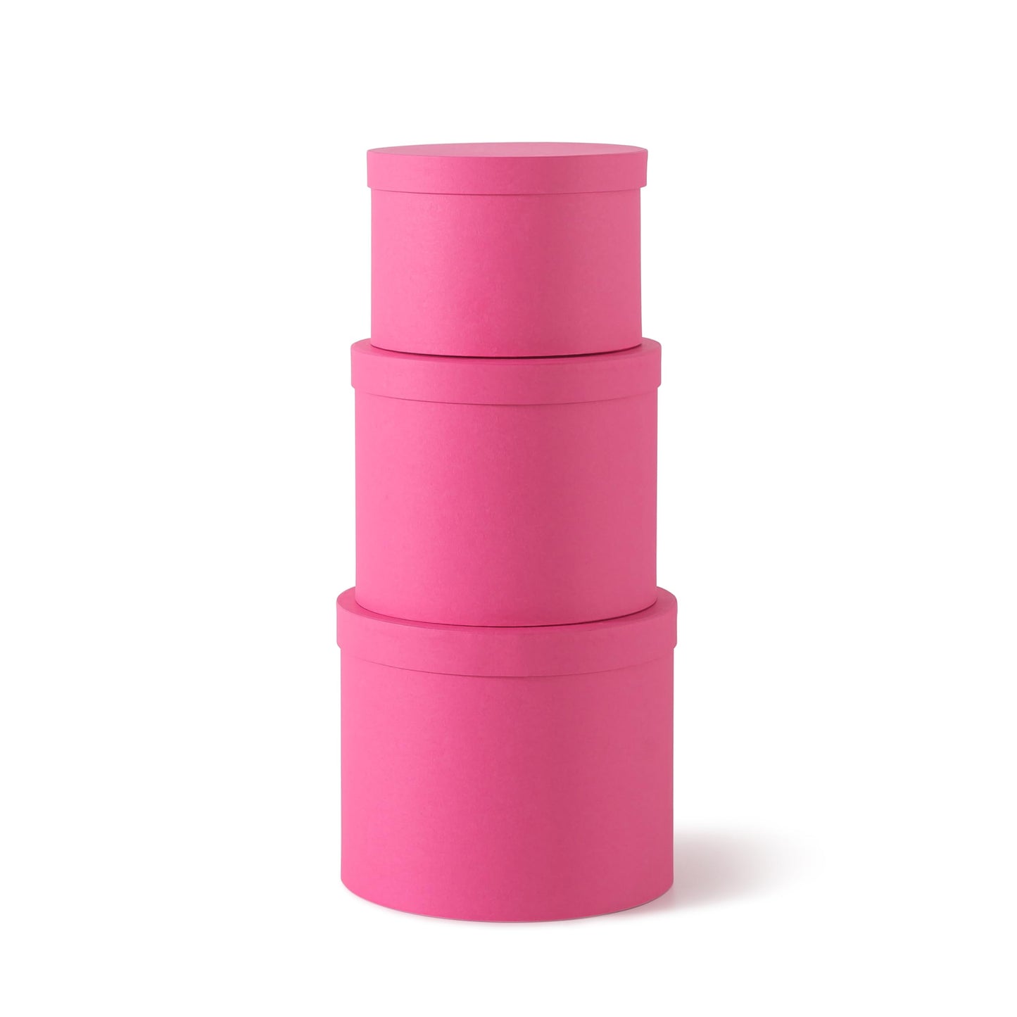 Soul & Lane Round Boxes for Flower Arrangements - Set of 3 - Pink, Cardboard Gift Boxes with Lids, Nesting Floral Circle Storage Containers for Presents and Flowers