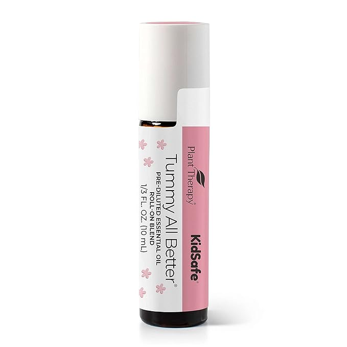 Plant Therapy KidSafe Tummy All Better Essential Oil Blend Pre-Diluted Roll-On 10 mL (1/3 oz) 100% Pure, Therapeutic Grade