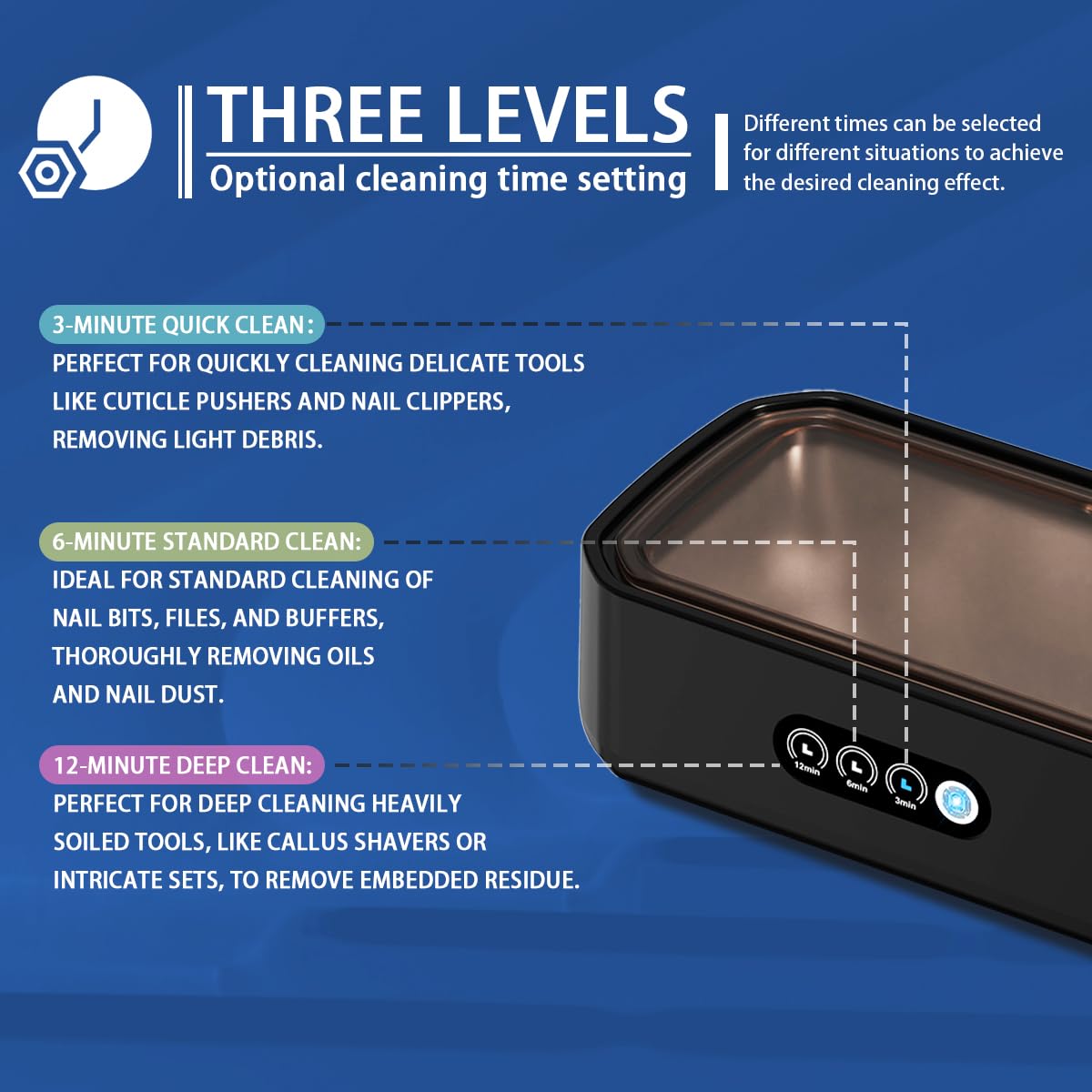 Pinkiou Nail Tool Cleaning Machine, 3 Timer Modes Nail Tool Sterilizer for Nail Drill Bits, Nail Art Brush, Nail Clipper, Makeup Brush, Jewelry Cleaning, Salon for Home Use, 22oz(650ML)