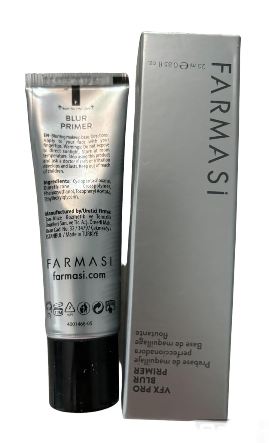 Farmasi VFX PRO Camera Ready Primer - Flawless Finish Long Lasting Makeup Base Smoothing Pore Minimizing Oil Control Lightweight Formula Professional Makeup Application Daily Use, 1-Pack, Clear