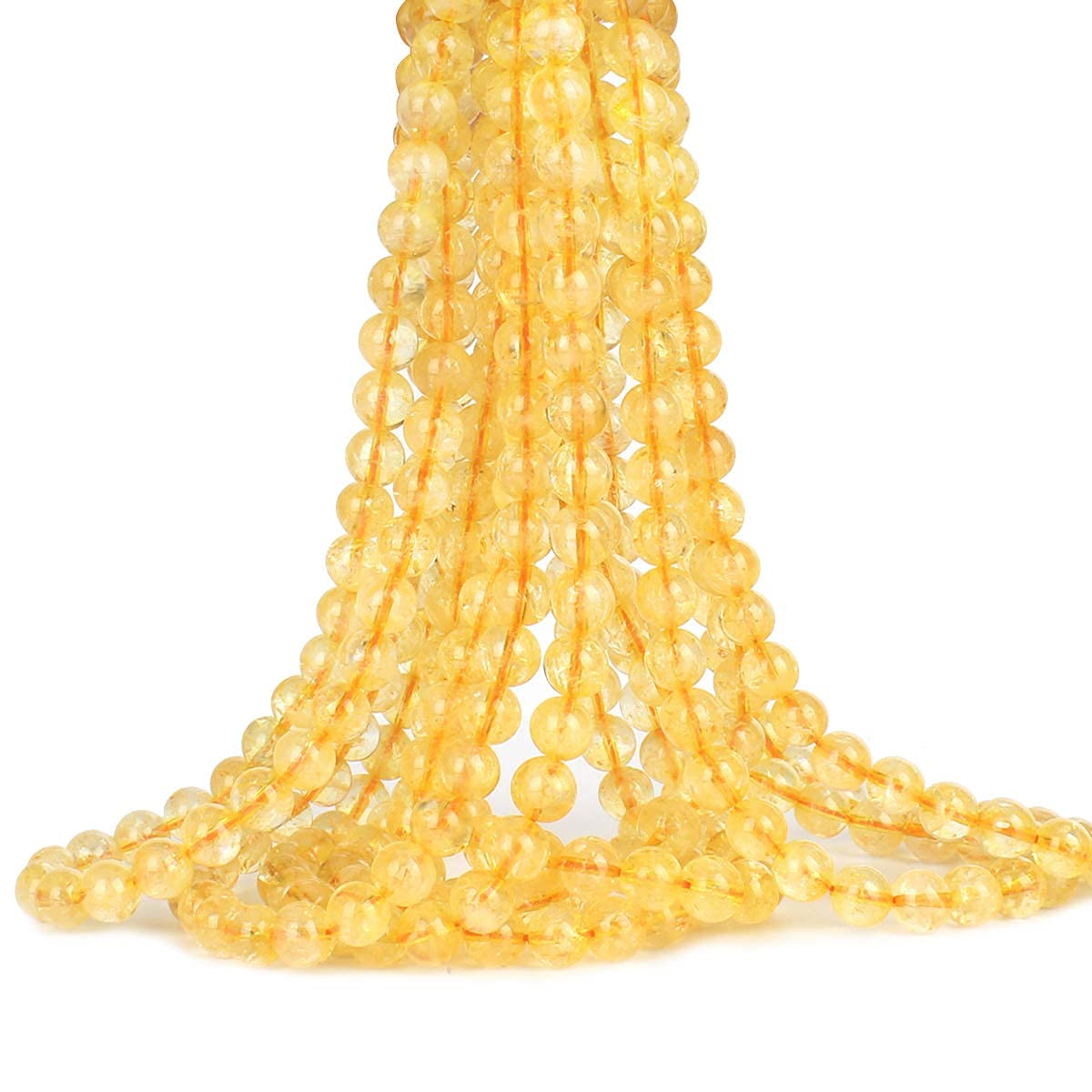 70PCS Natural 8MM Healing Gemstone, Citrine Energy Stone Round Loose Beads, Semi-Precious Crystal Beads with Free Elastic String for Jewelry Making DIY