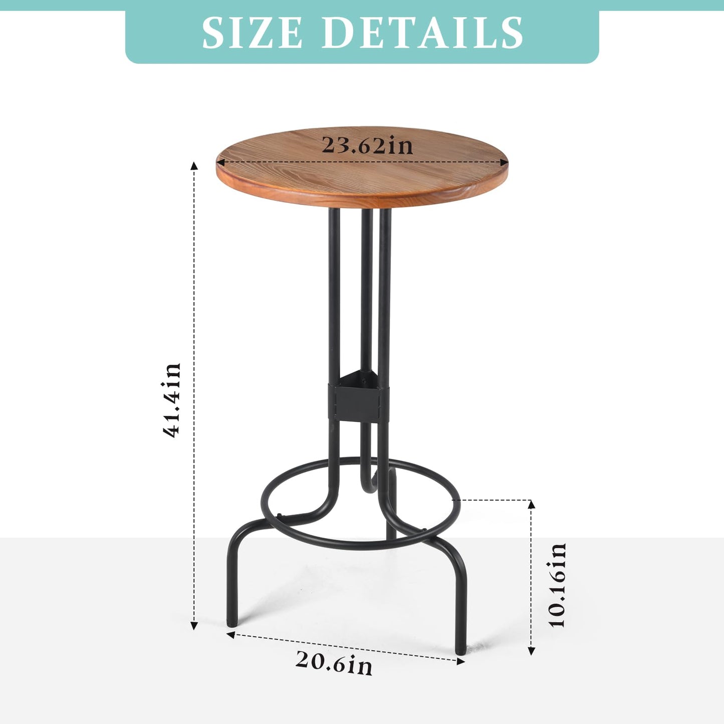BOKKOLIK 41.3inch Height Small Bistro Table for Living Room Vintage Style Round Bar Table in Home Kitchen Farmhouse Display Stand for Plants