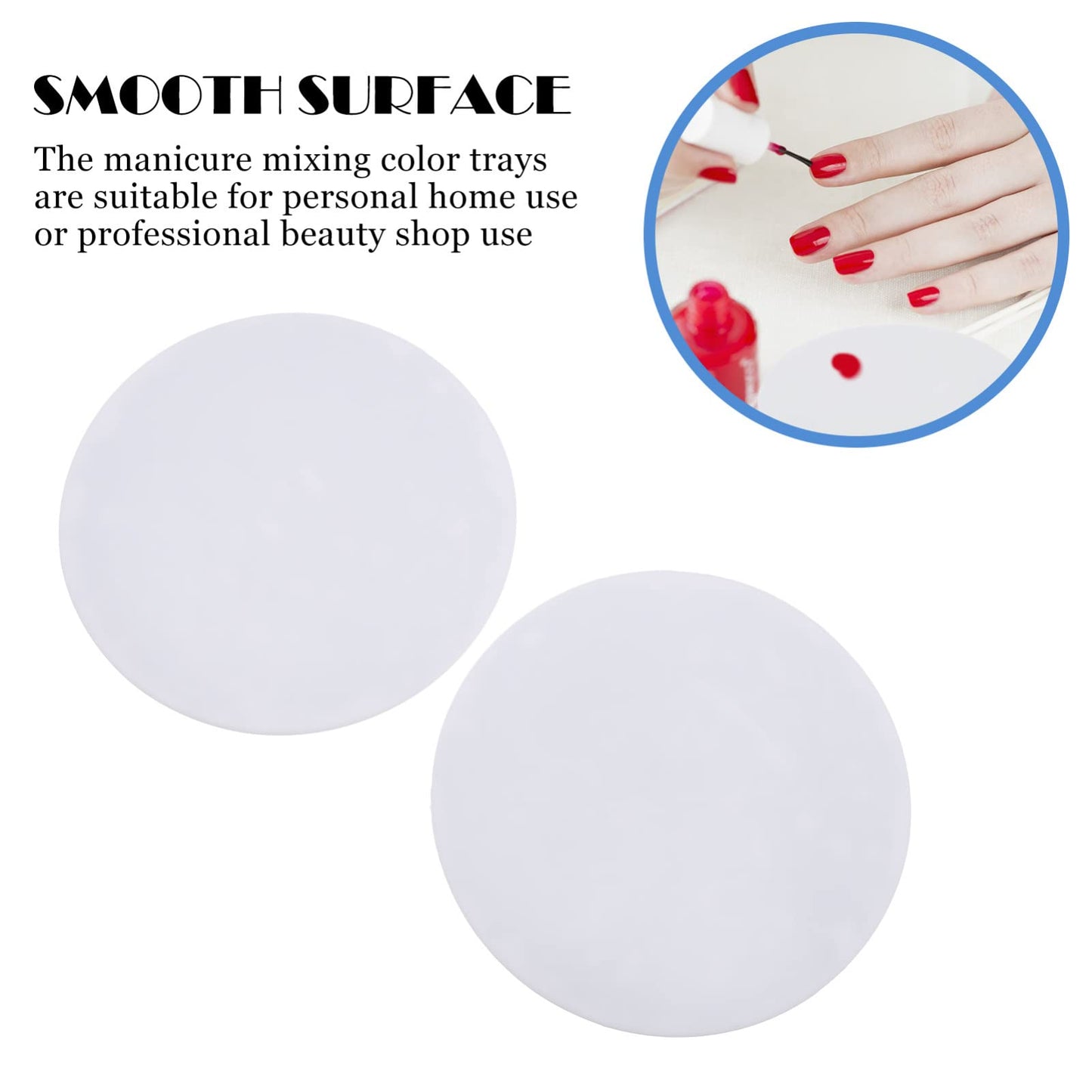 Beaupretty 10Pcs Nail Art Tool Set Silicone Manicure Pallets Round Cosmetic Mixing Trays for Nail Polish Color Blending and Art Display