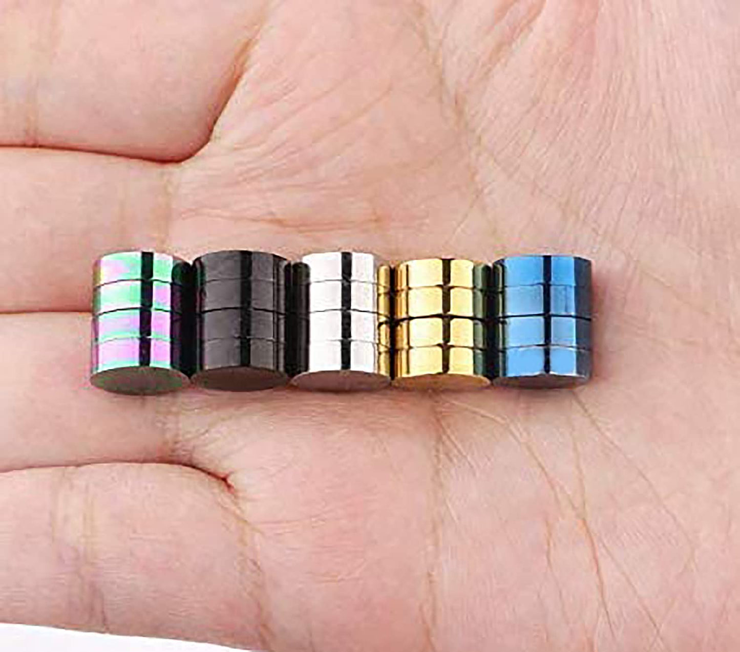 SIISPRI 4-5 Pairs 6-12mm Black Stainless Steel Magnetic Fake Gauges Earring Studs for Men Women Non Pierced Earrings,Hypoallergenic (Colorful (5 Pairs 8mm))…