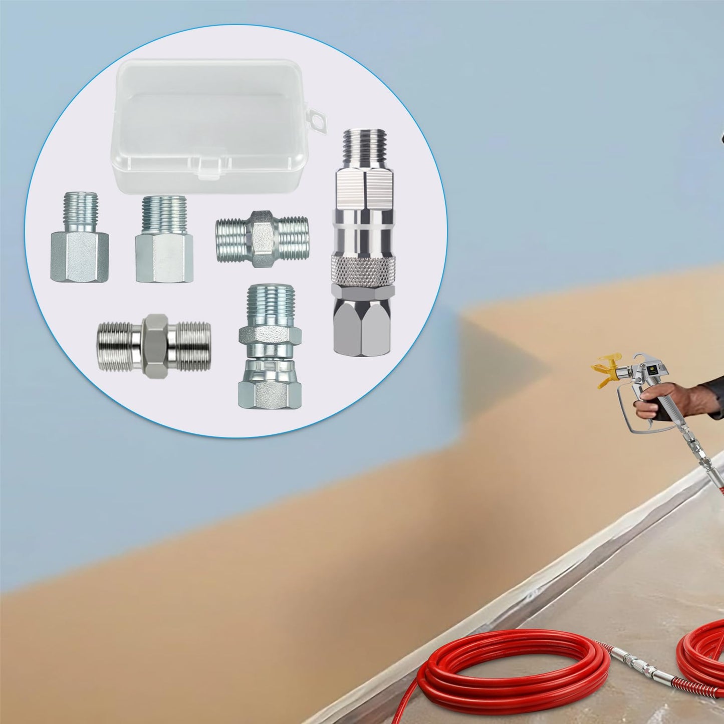 TUDUD 6Pcs Sprayer Joint Set Spray Gun Swivel Joint and Paint Hose Connector Accessories for Airless Paint Sprayer