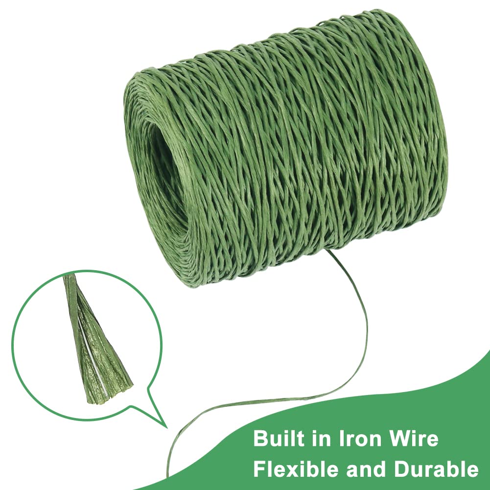 Tenn Well Floral Wire, 656 Feet 2mm Paper Covered Bind Wire for Floral Bouquets, Crowns, Wreath Making, Christmas Ornaments, Garlands, Wedding Decorating, Crafts (Green)