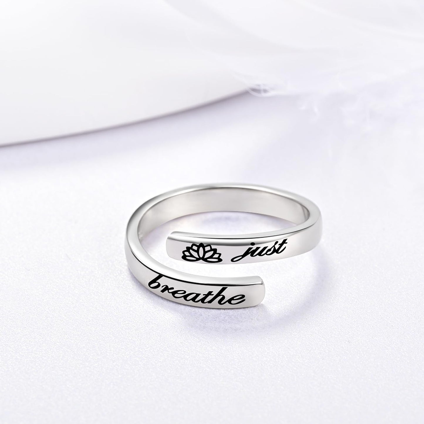 S925 Sterling Silver Inspirational Jewelry Rings Adjustable Ring Personality Encouragement Gift for Teens Women