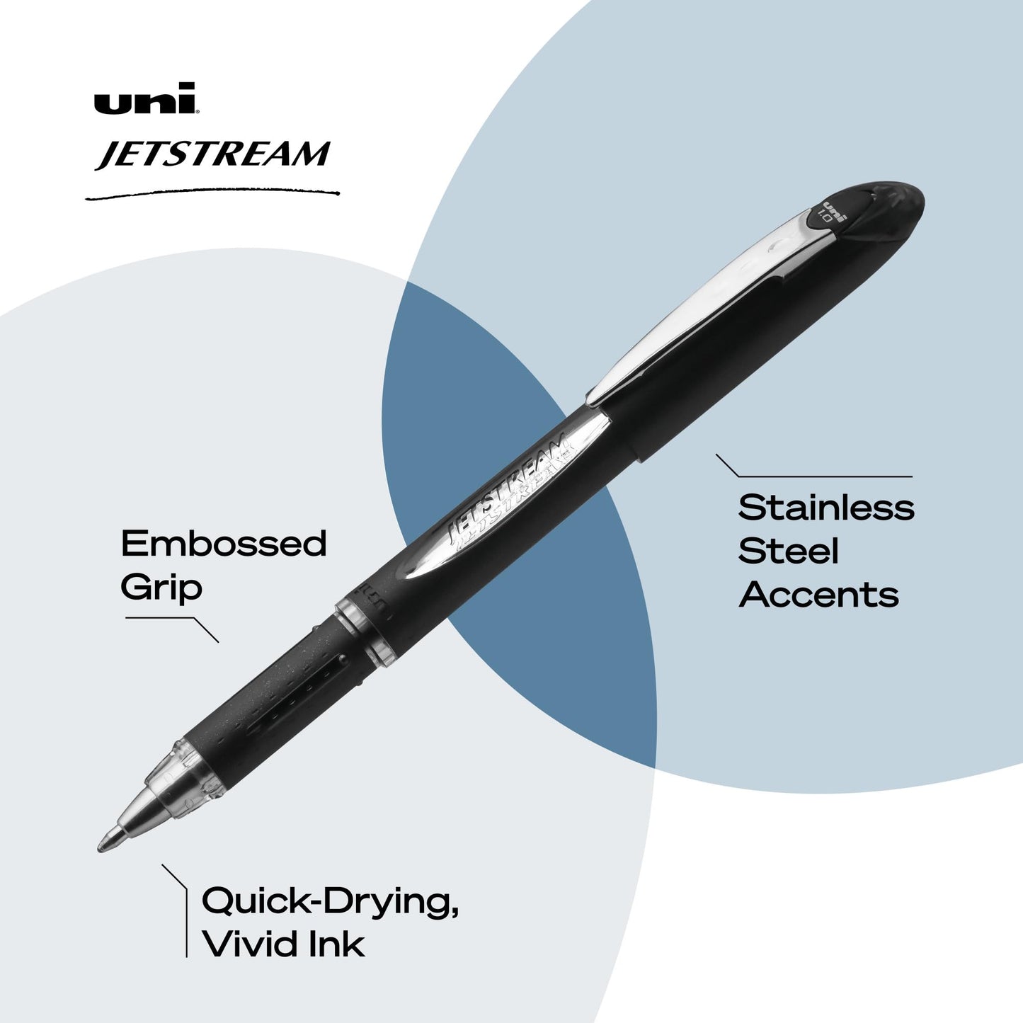 uniball Jetstream Ballpoint Pens, Medium Point (1.0mm), Black, 12 Pack