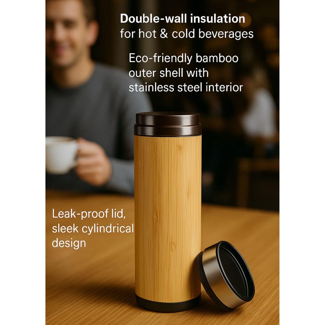 Corporate Gift Set – Eco-Friendly Bamboo Water Bottle, Handcrafted Journal, Pen, Keychain & Wooden Bookmark in Elegant Box – Employee Appreciation, Executive & Client Gift Box