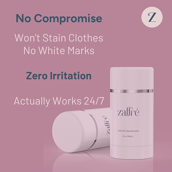 Zaffré Essentials Natural Deodorant | Aluminum-Free, Vegan, Clean Formula | BioShield Technology, Smooth Application | Unscented, 3.2 oz