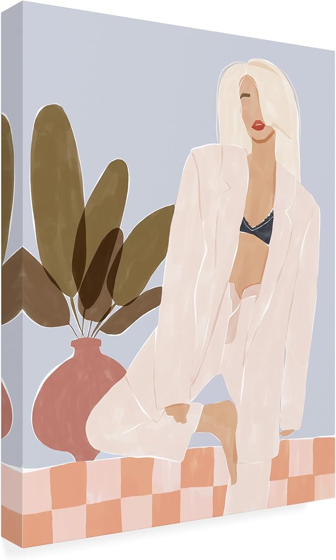 Trademark Fine Art Canvas Wall Art - Ivy Green Illustrations 'Too Lazy To Yoga' Wall Art for Living Room, Bedroom, or Office Décor
