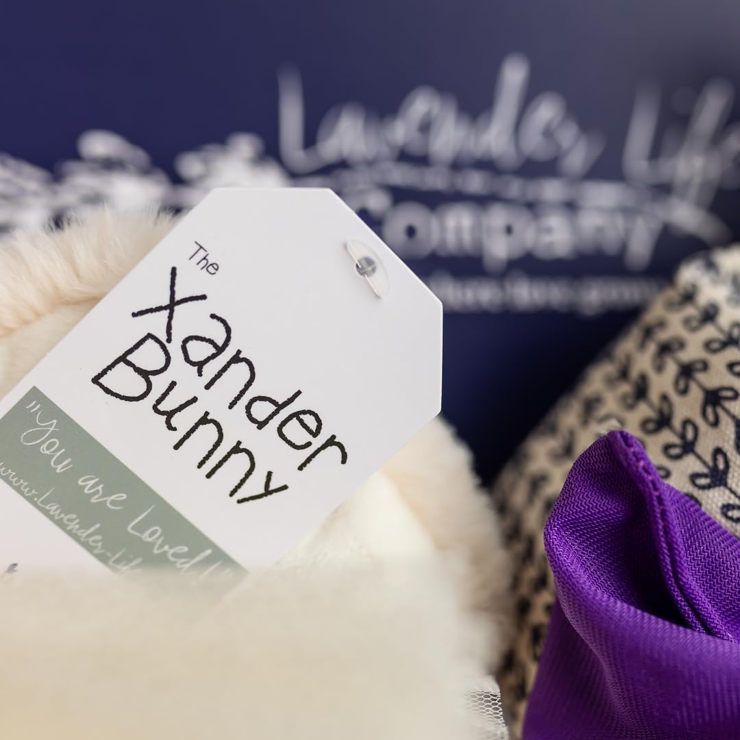 Lavender Life Xander Bunny Gift Set – Plush Comfort Toy, Refillable Scent Bag & Gift Box | Warm/Cool Sensory Plush with Lavender & Cherry Stones | Handmade in USA (Cream)