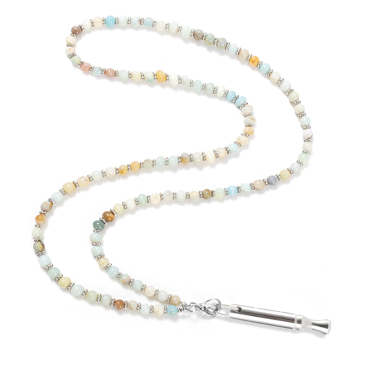 Sopopal Quit Smoking Necklace Natural Amazonite Gemstone Breathing Necklace for Anxiety Relief Stop Smoking for Adult Women
