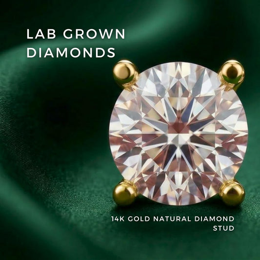 0.50 Carat Lab-Grown Round Cut Diamond Stud Earrings for Women | VS Clarity E-F Color | 14K Yellow Gold | 4-Prong Screw Back Secure Setting | Fine Jewelry Anniversary Wedding Gift for Her