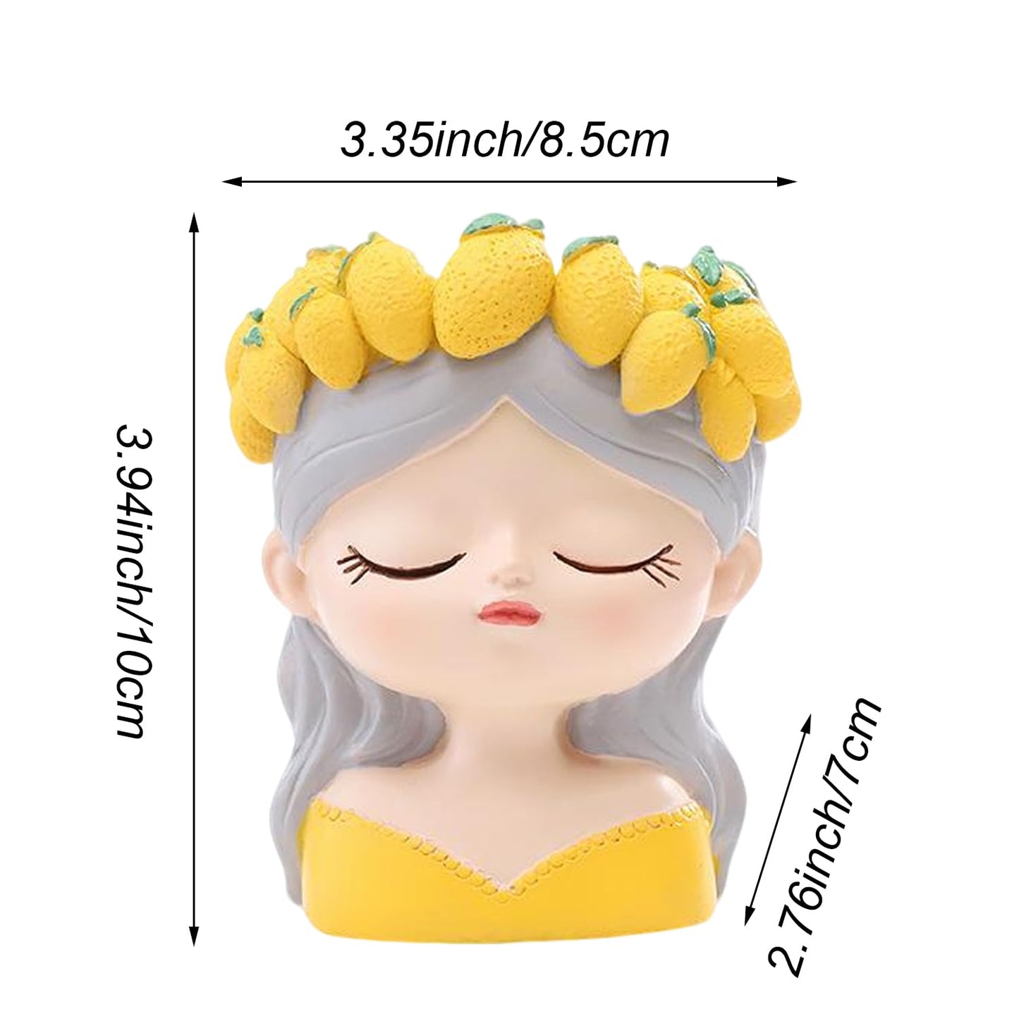 LLYSTTDS Cute Girl Planter Pot Succulent Pots with Drainage Funny Planters Tabletop Decorations for Indoor Container, Cute Home Garden Decor Gift for Gardening Lovers (Lemons)