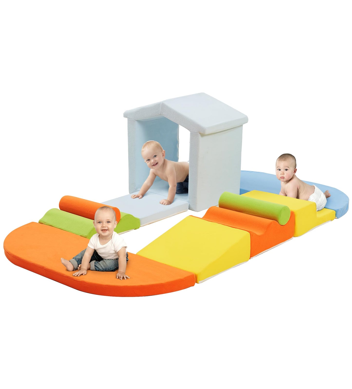Elftopia 10-Piece Foam Climbing Blocks with Ramp & Stairs for Toddlers,Soft Play Gym Set,Foam Toddler Climbing Toys for Indoor Crawling,Sliding & Creative Play-Dynamic Color
