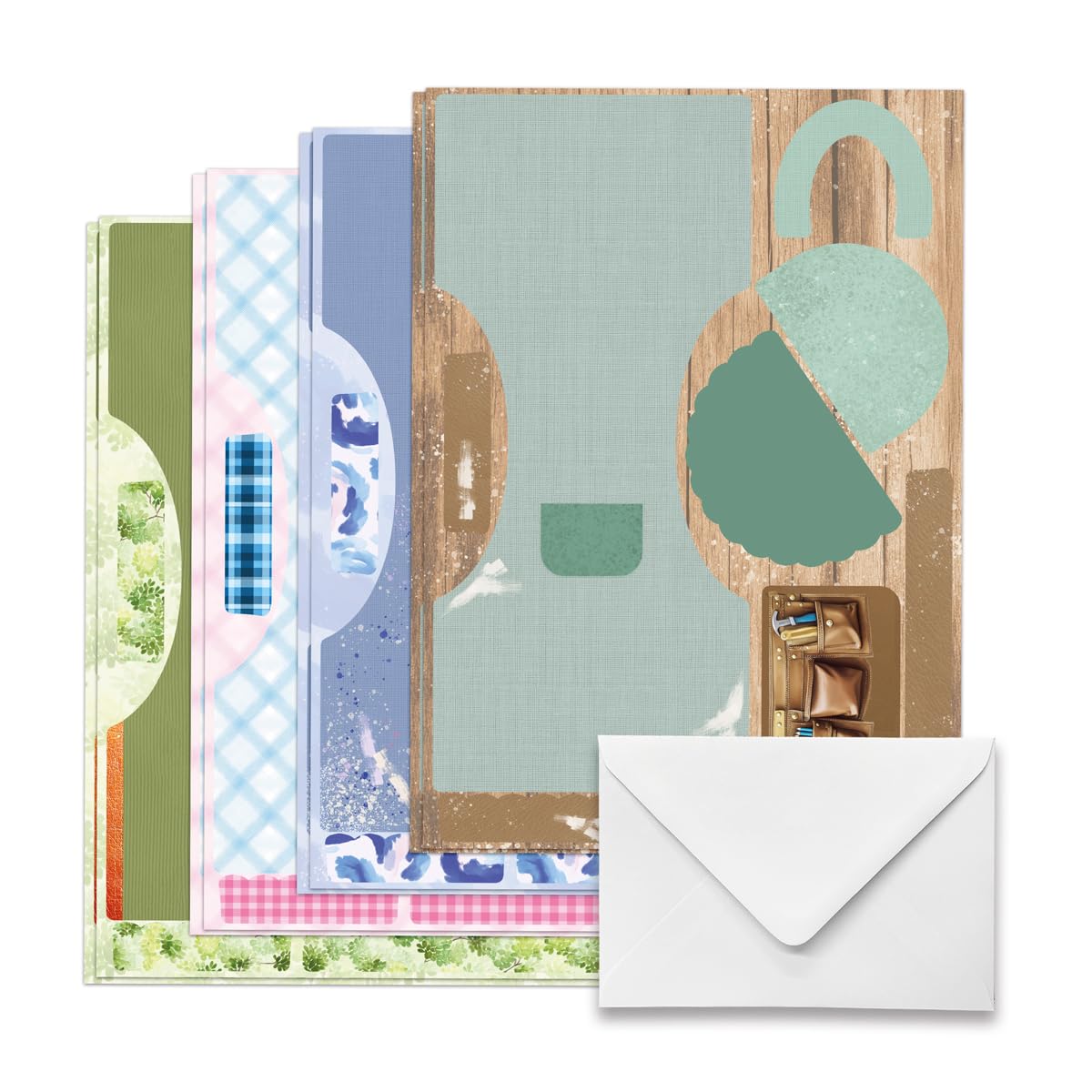 Katy Sue Handy Hobby Aprons Card Making Kit. Contains 8 Shaped Cards, 2 Sheets Die Cut Decoupage, Sticky Foam Pads, Instructions & 8 Envelopes. Apron-Themed Card Making Kits for Adults