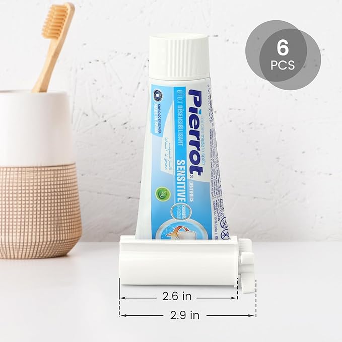 LOVEINUSA Toothpaste Tube Squeezer Dispenser, 6PCS Toothpaste Squeezer Roller Tool for Bathroom, White