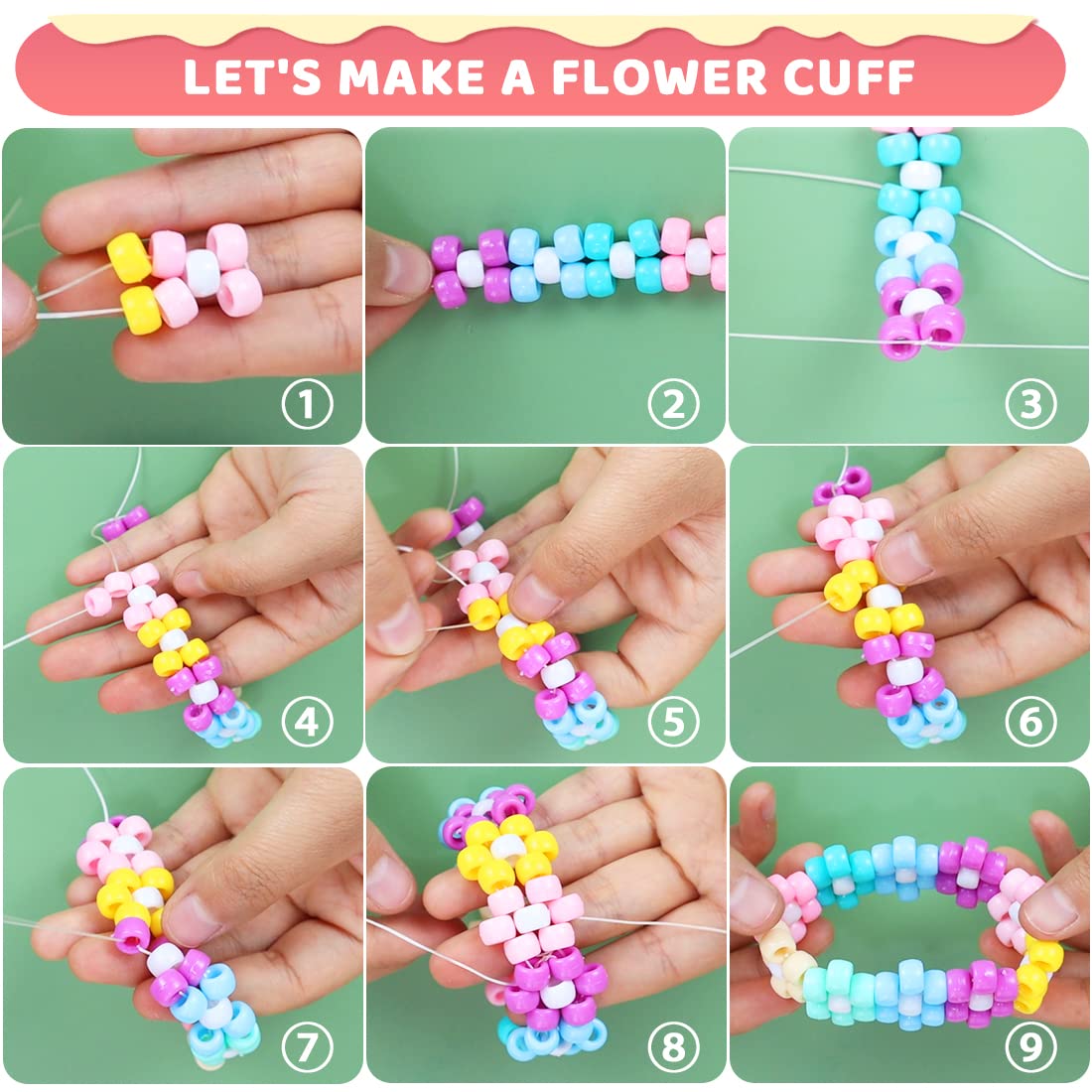 Iooleem Pony Beads(4500pcs Candy Macaroon Pony Beads), Beads for Bracelets Making, Crafts, Beading Supplies, Friendship Bracelets Making.