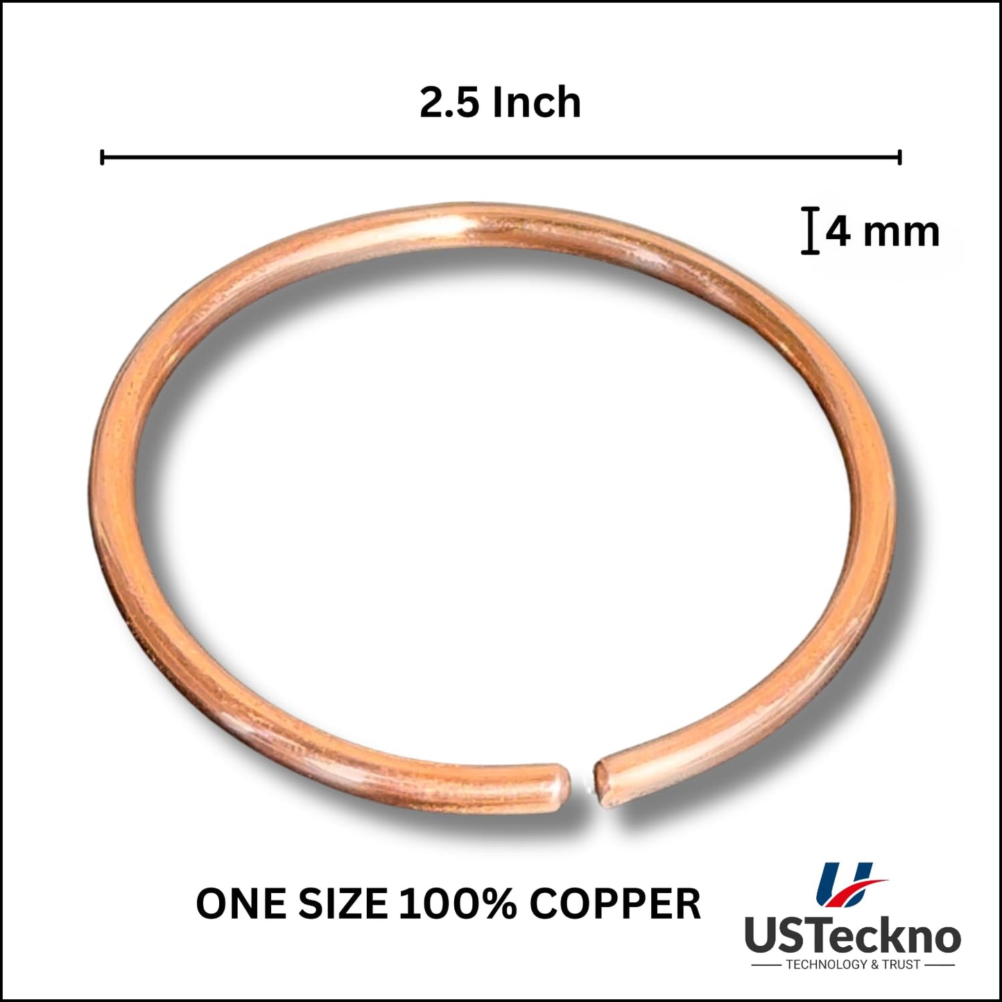 USTeckno Hand Forged 100% Pure Copper Bracelet. Made with Solid High Gauge Copper and Health benefits. Enhance your well-being in style