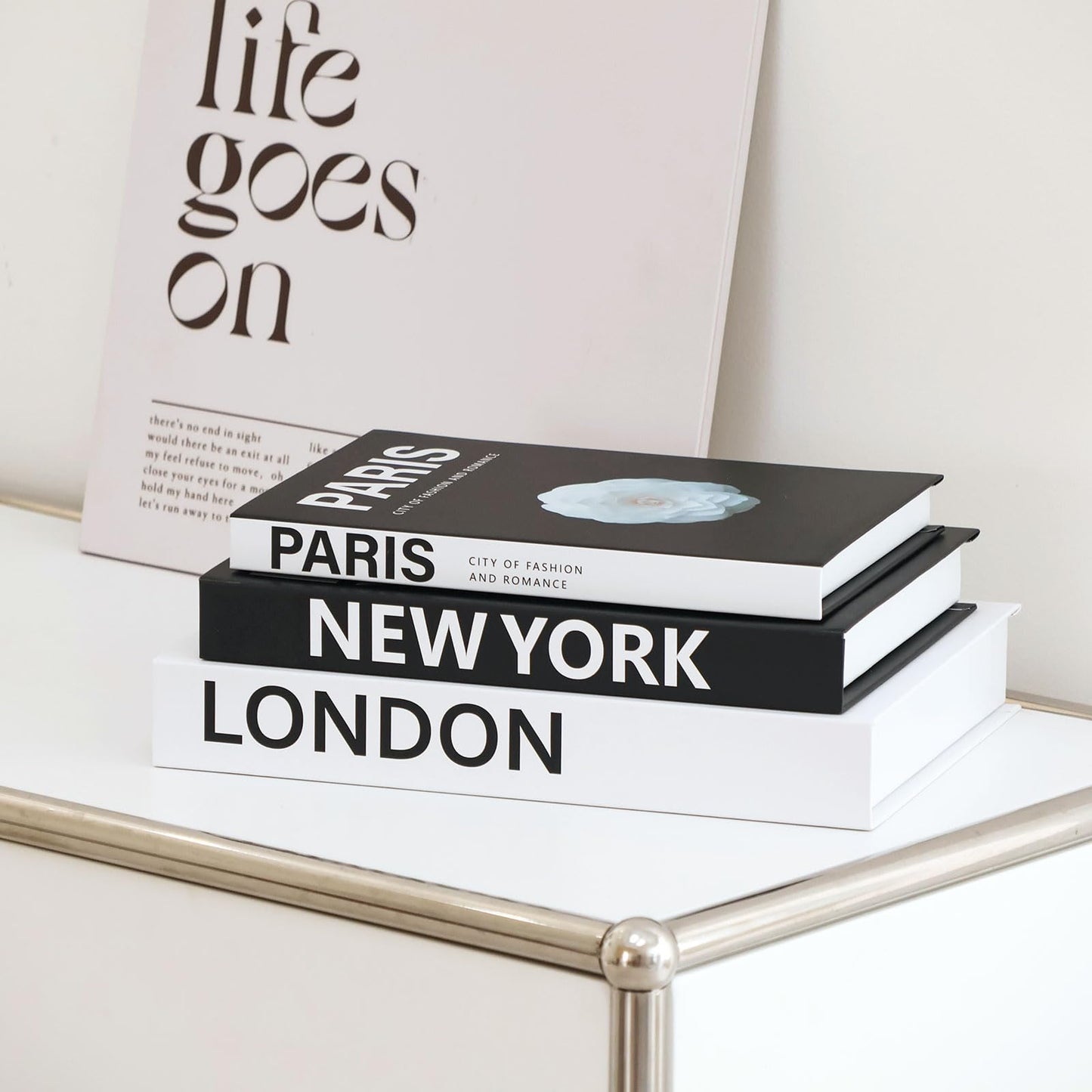 Vikber Decorative Books for Home Decor, 3 Pcs Aesthetic Fake Books Set, Modern Neutral Coffee Table Decor, Decorative Book Boxes for Living Room Shelf Styling