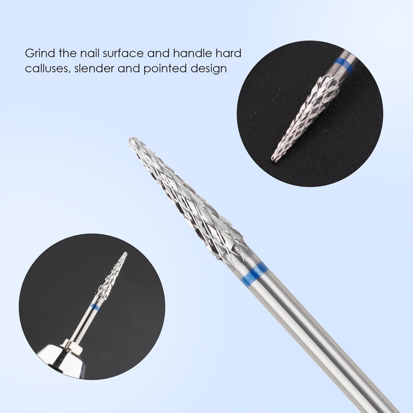 Qunzhao Tungsten Steel Nail Drill Bits, Professional Manicure Tools (03 M-Conical ball bit)