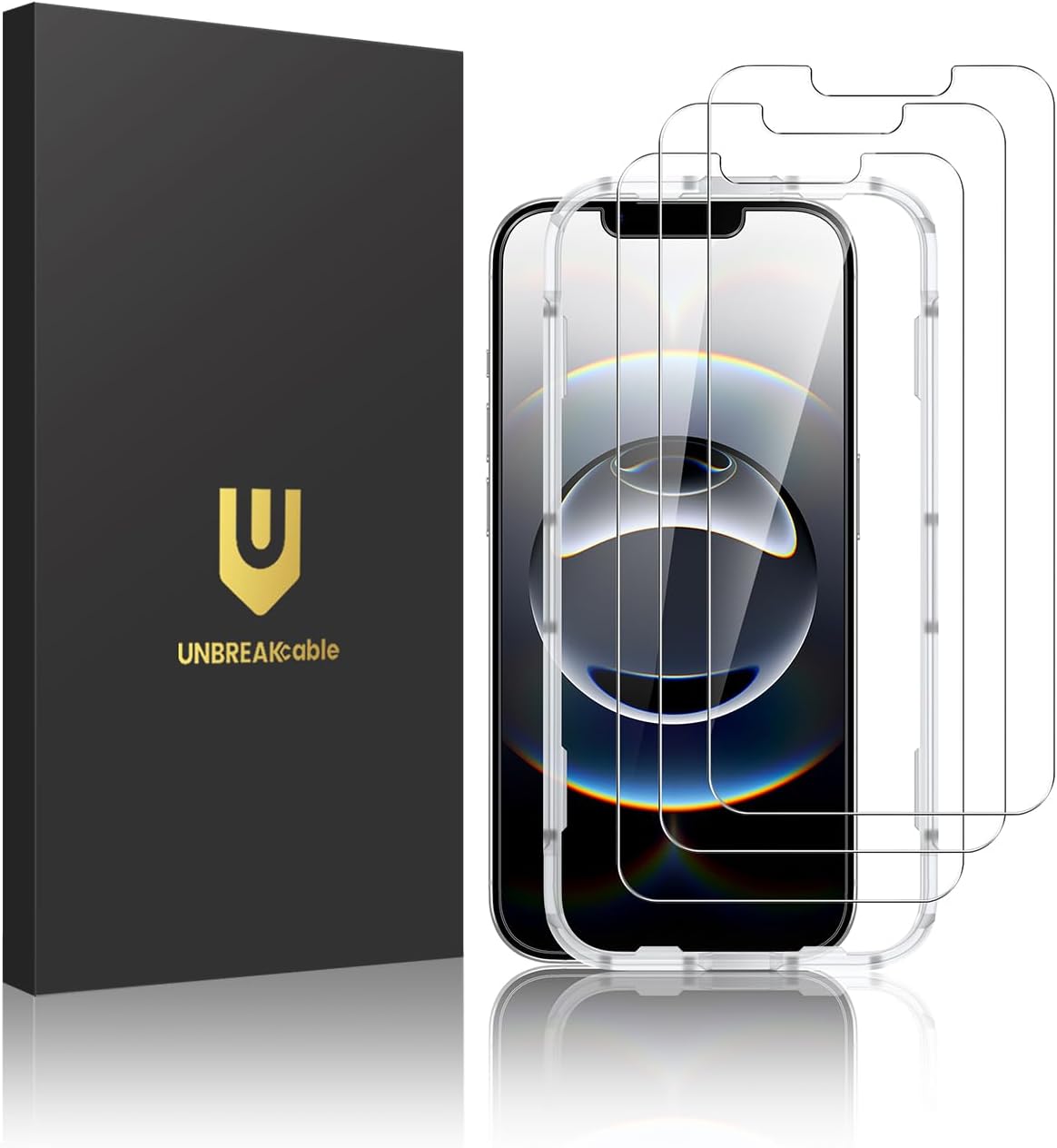 UNBREAKcable 3-Pack Screen Protector for iPhone 16e, Double Shatterproof Tempered Glass [Easy Installation Frame] [9H Hardness] [99.99% HD Clear] [Case Friendly] for iPhone 6.1 inch