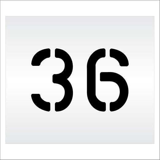 Pavement, Curb, and WheelStop Stencils - 6 inch Double Number Stencil - (36) - 6" x 9" x 1/8" (128 mil) - Pro-Grade