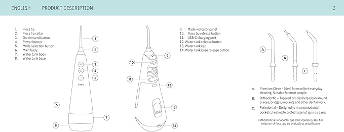 Ordo Water Flossers for Teeth, Cordless IPX7 Waterproof Oral Irrigator, 3 Pressure Settings, Portable, Rechargeable Electric Sonic Flosser, Dental Professional Recommended, Rose Gold