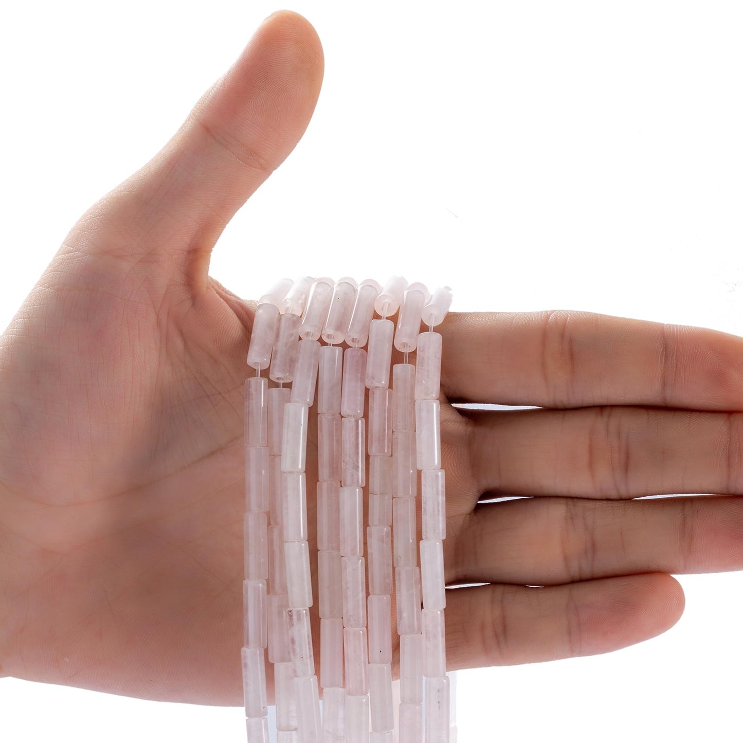 Natural Rose Quartz Crystal Cylinder Tube Beads 4x13mm 38cm/str Loose Semi Gemstone Stone Beads for Making Bracelets Necklace Earrings