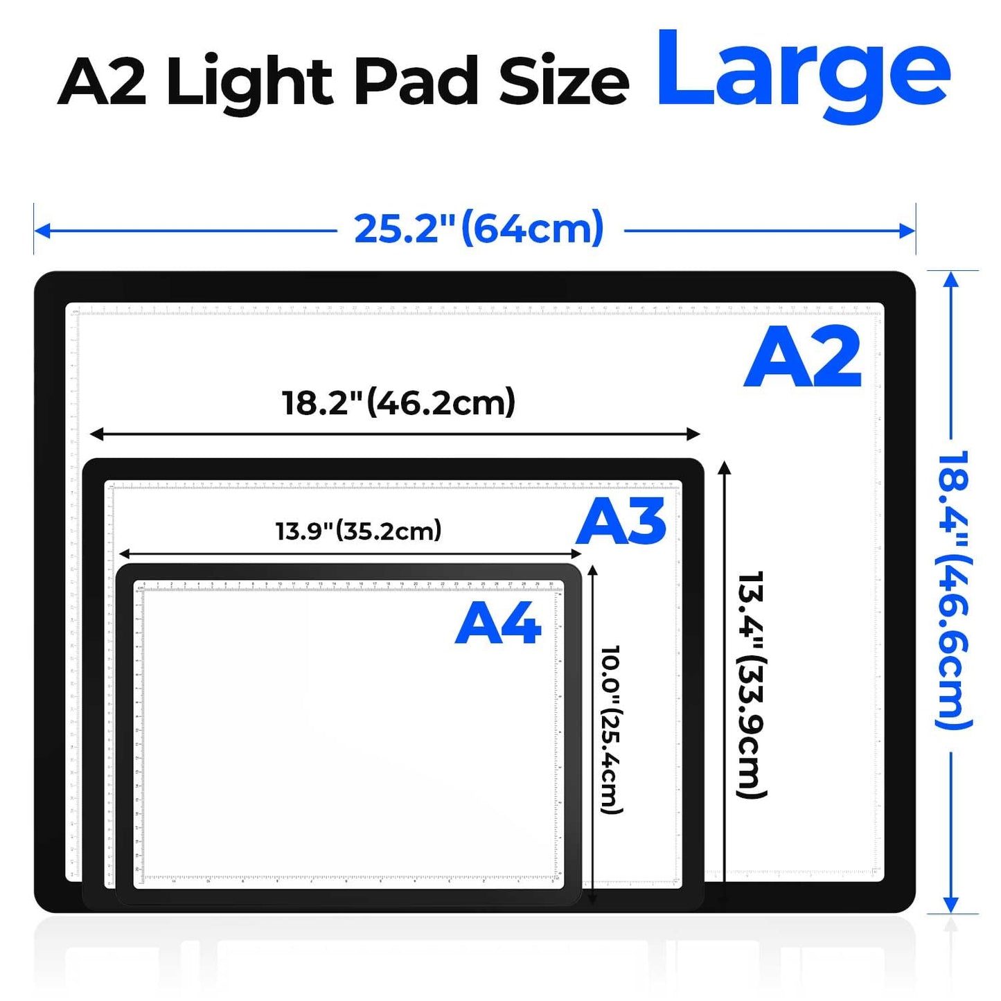 Heanolier Rechargeable A2(25.2" x 18.4") Light pad for Diamond Painting,Magnetic Light Board with Side Buttons,3 Color/6 Level Dimming,Wireless Light Box for Tracing,Light Table for Sketching,Drawing