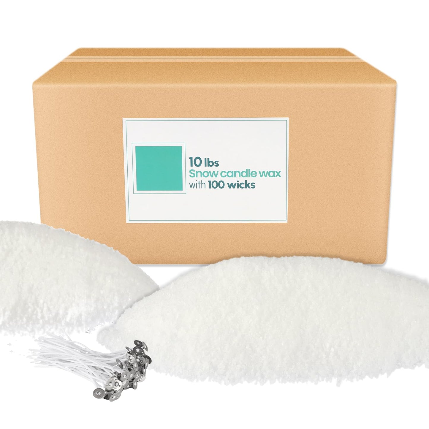 pliadvbu 10 lb Wax Sand DIY Pearl Candle Kit, 100 Wicks, Natural Pearl Wax, Reusable, Unscented Powder for Making, Weddings and Parties