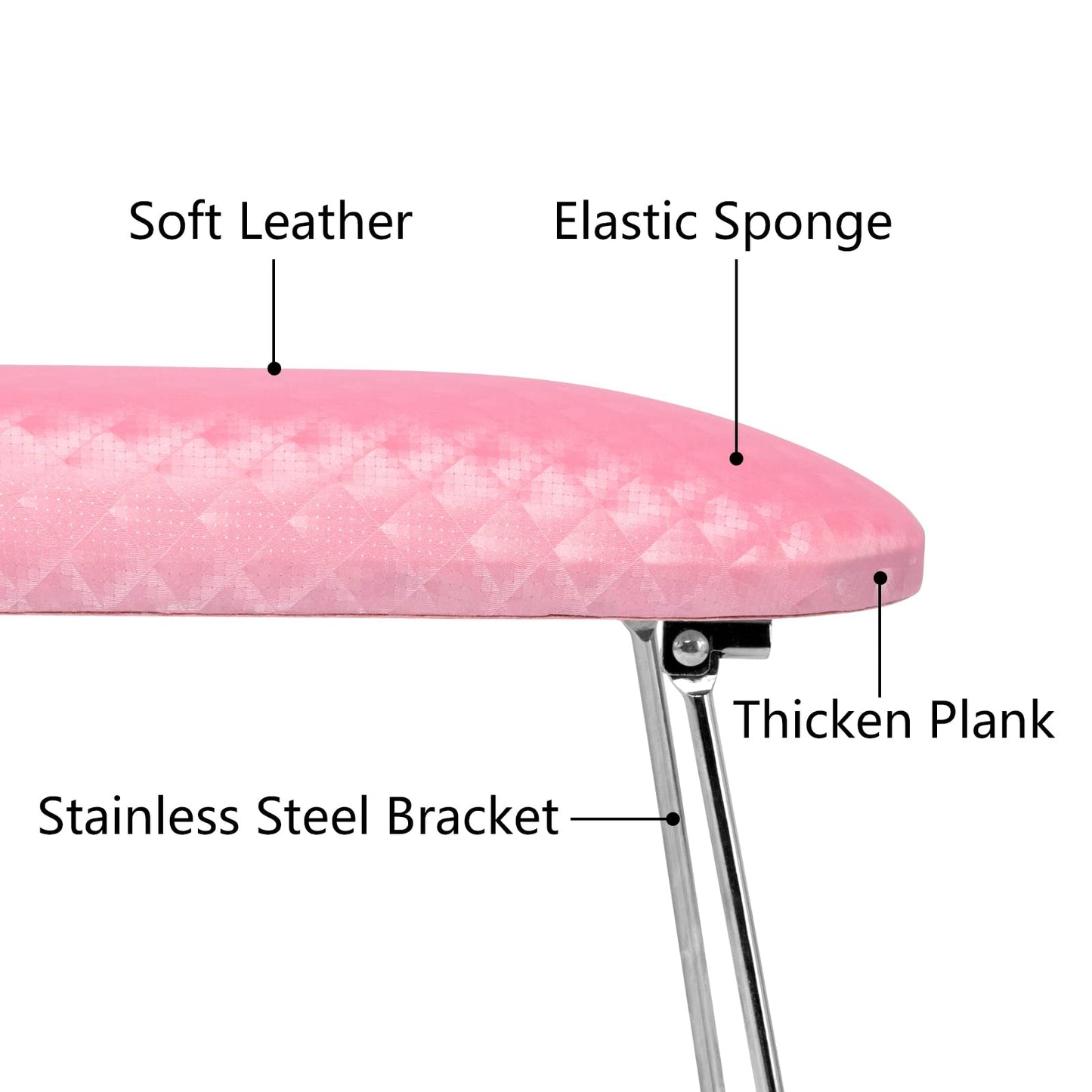 Krofaue Arm Rest for Nails Tech, Professional Microfiber Leather Nail Hand Rest Stand Arm Rest for Acrylic Nails Cushion Hand Holder with Non-slip - Nail Technician Use Must Have (Pink)