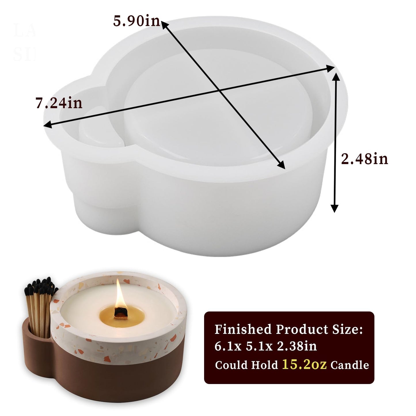 Wehous Large Candle Holder Silicone Resin Concrete Cement Mold, Unique Candle Vessels Jewelry Holder Round Container Jar Box Bowl for DIY Storage Craft Decor
