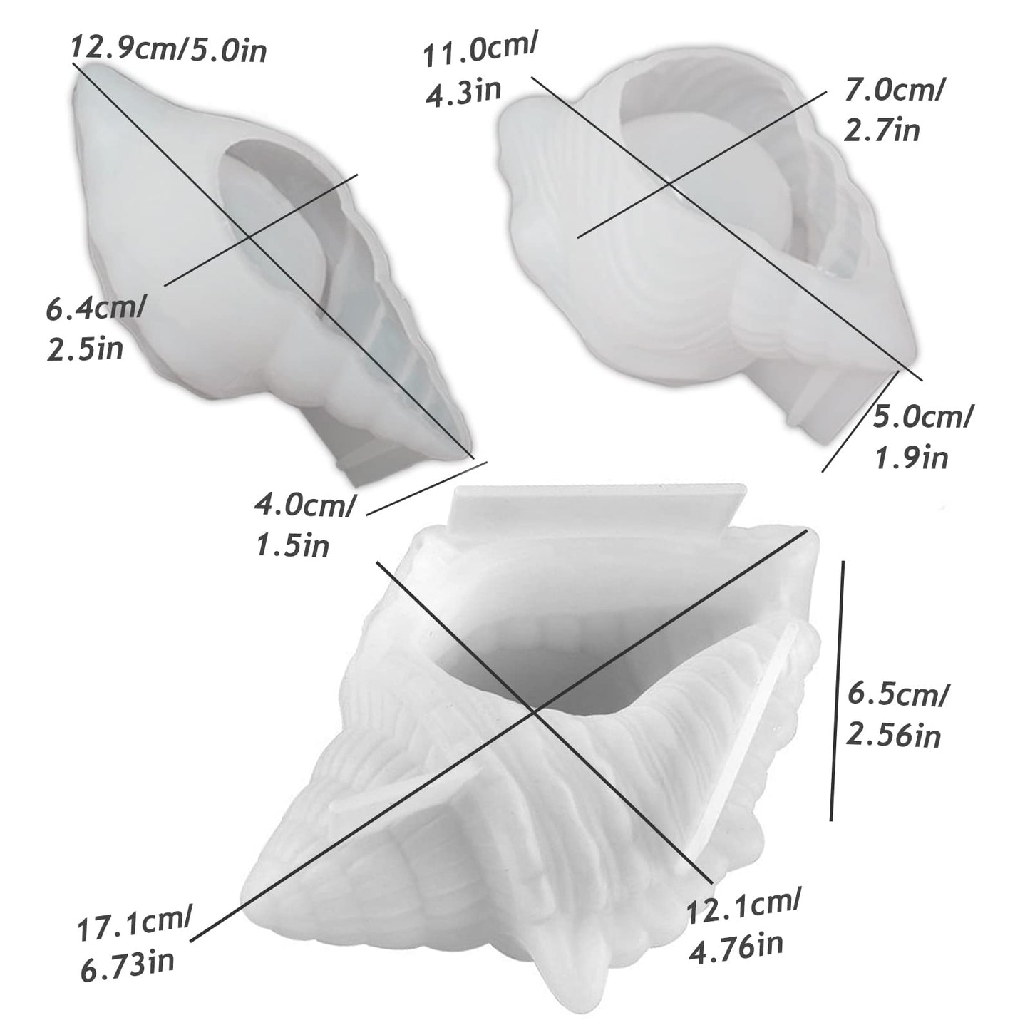 3PCS Conch Silicone Tray Resin Mold Unique Sea Snail Mould for Epoxy Resin Casting Jewelry Plate Candle Holder Trinket Storage Mold for DIY Art Crafts Supplies Home Decor