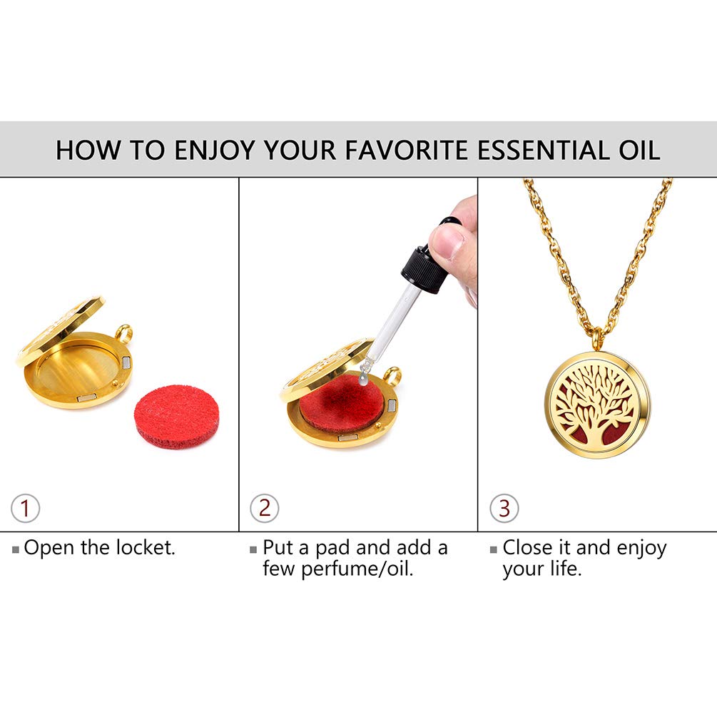 PROSTEEL Diffuser Necklace Perfume Locket Tree of Life Aromatherapy Womens Jewelry