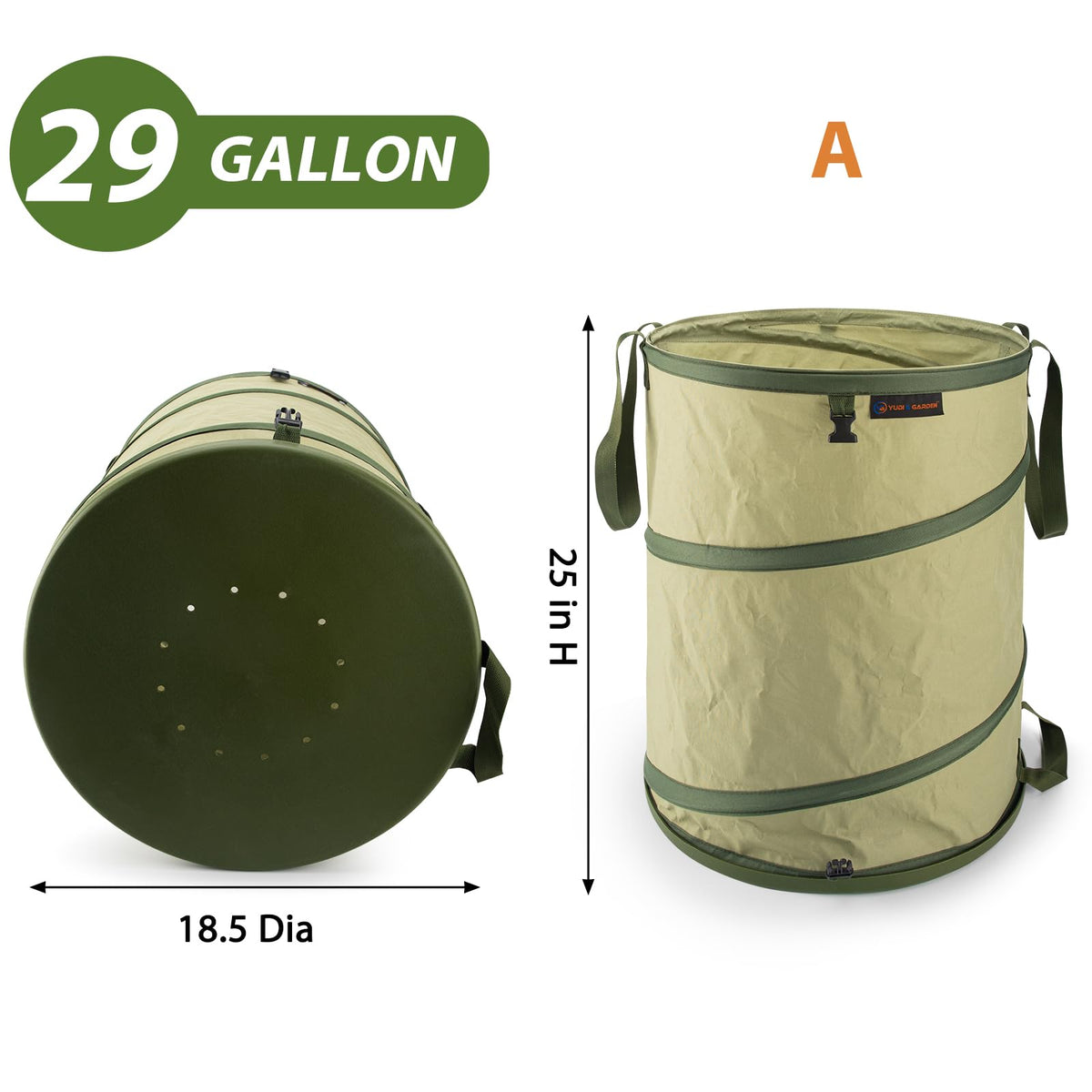 29 Gallon Hard Bottom Collapsible Trash Can (2 Count)