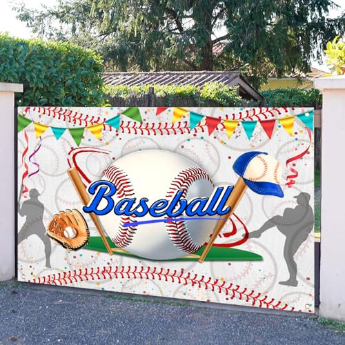 Baseball Birthday Backdrop Baseball Sports Theme Photography Background Sport Themed Party Decorations Banner for Baby Shower Kids Boys Teenager Photo Booth Studio Props 10x7ft FU052DX - size: 10x7ft