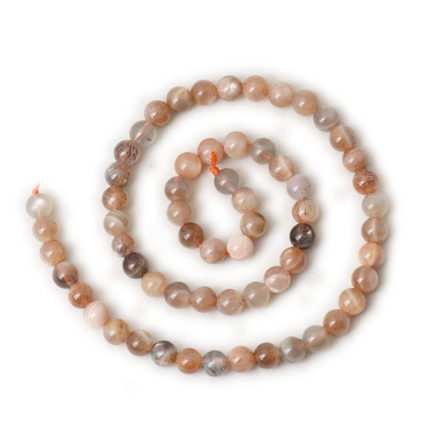 CHEAVIAN 60PCS 6mm Natural Orange Moonstone Gemstone Round Loose Beads for DIY Bracelet Necklace Earrings Jewelry Making 1 String 15 Inches