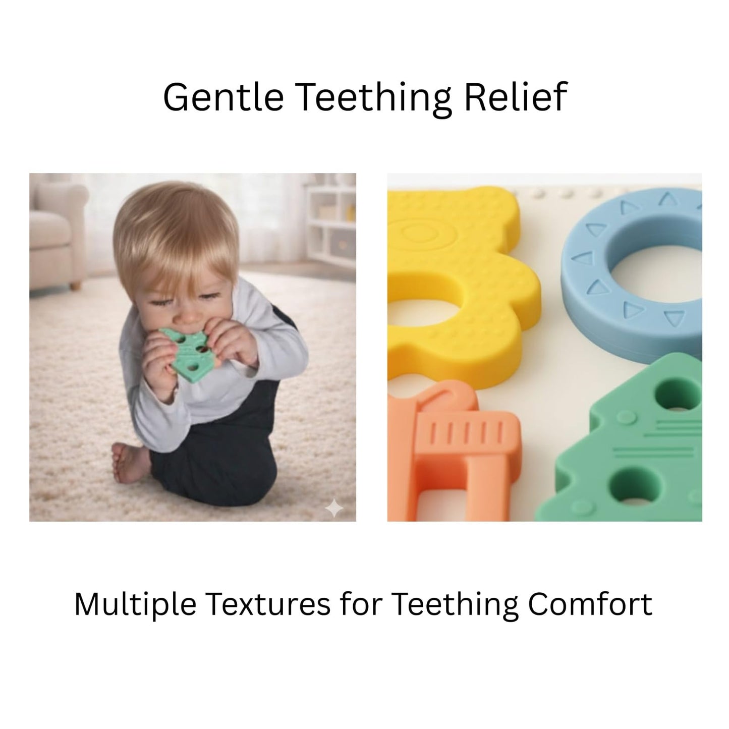 Babylul Baby Teether Puzzle - Silicone Teething Toy & Shape Matching Game for Babies 5-18 Months, 2-in-1 Sensory Montessori Toy, BPA Free, Food-Grade Silicone